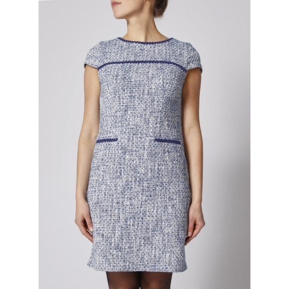 Karl Lagerfeld Tweed Blue White Sheath Dress - Picture 1 of 11